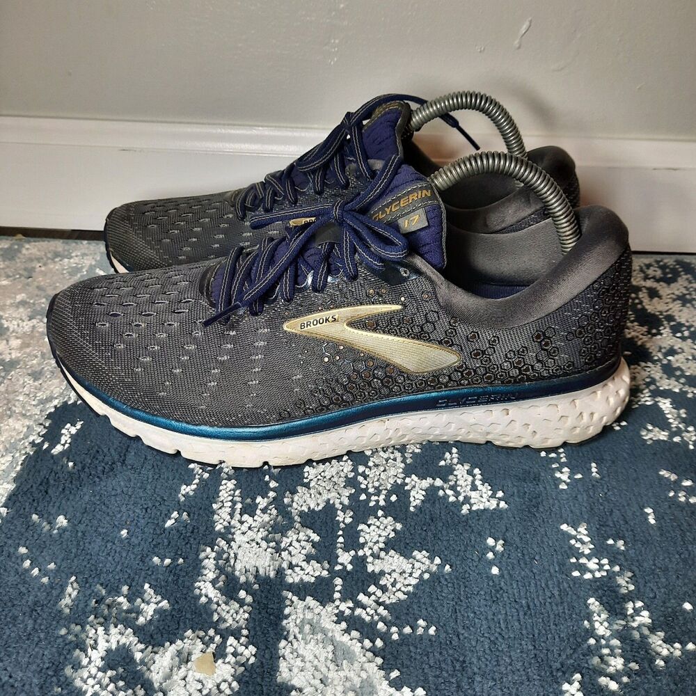 Brooks Mens Glycerin 17 1102961D048 Gray Gold Running Shoes Lace Up Size 9.5